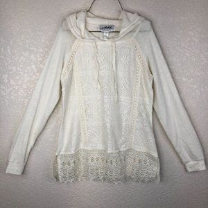 Back In The Saddle Women Ivory Lace Hoodie Size Small